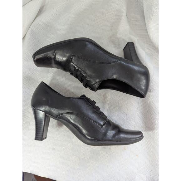 AEROSOLES! "FLEXATION" RUBBER SOLE, GENUINE BLACK LEATHER BOOTIES, HEELS! SZ 8M - Picture 6 of 10